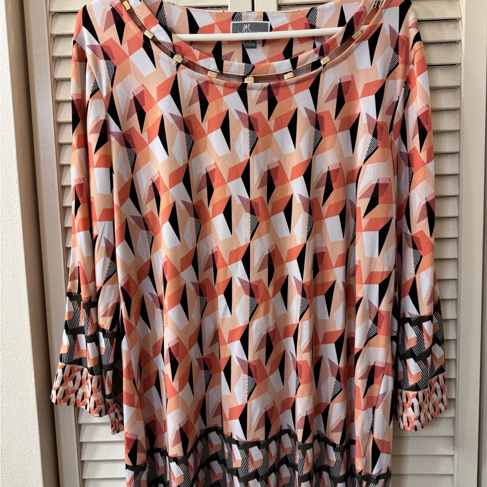 JM Collection Multicolor Geometric Blouse